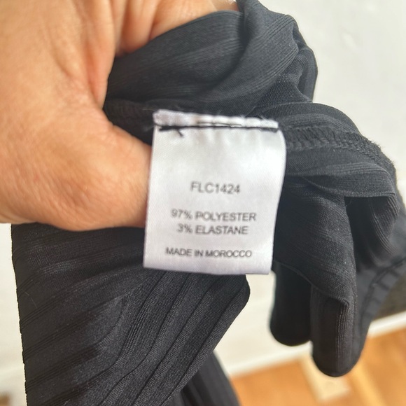 High neck black ribbed midi-dress size 2 BNWOT - Picture 6 of 7